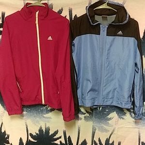 2 Adidas Womens Sz Med Nylon Windbreakers/Jackets